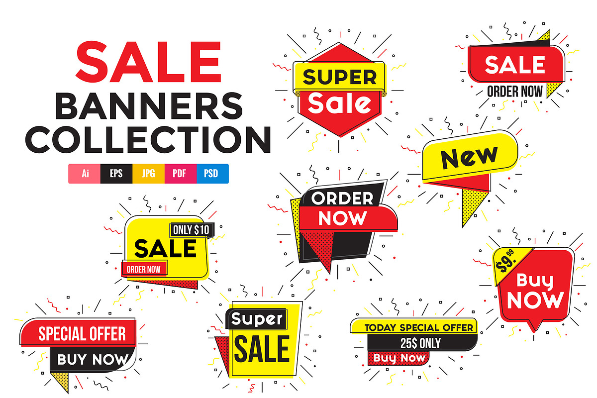 Collection of Sale Discount Banners in Illustrations - product preview 8