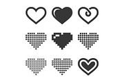 Heart Icons Set on White Background