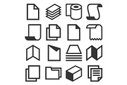 Paper Icons Set on White Background