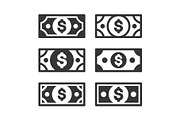 Money Icon Set on White Background