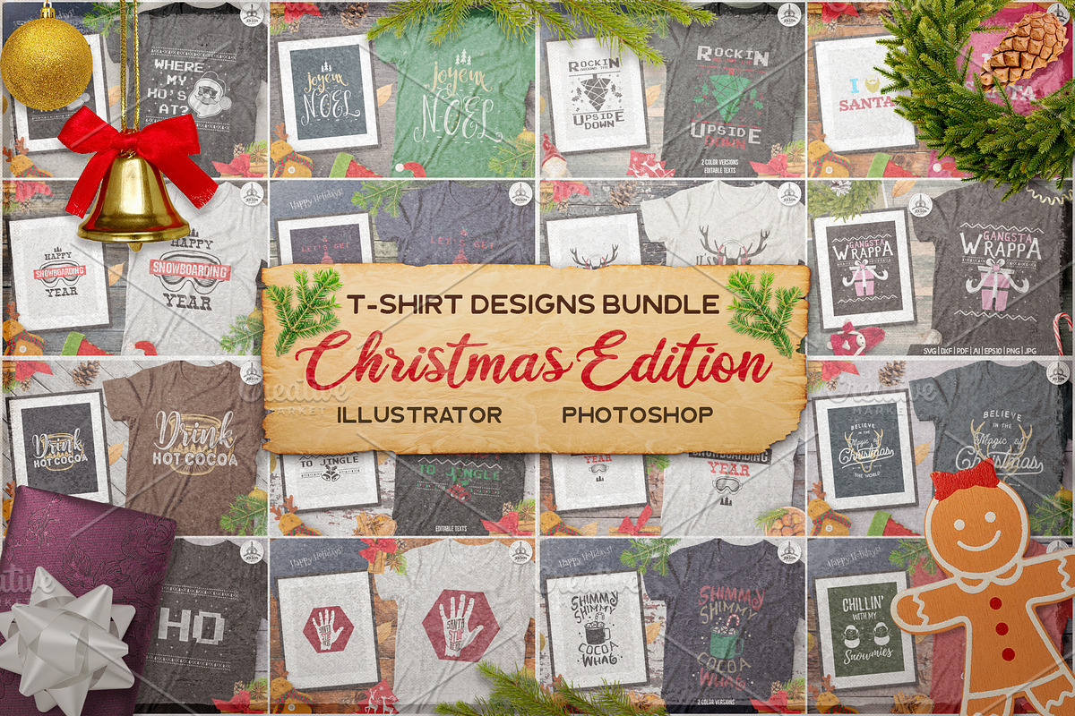 Christmas T-Shirts, Cards Bundle in Objects - product preview 8