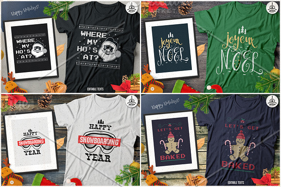 Christmas T-Shirts, Cards Bundle in Objects - product preview 1