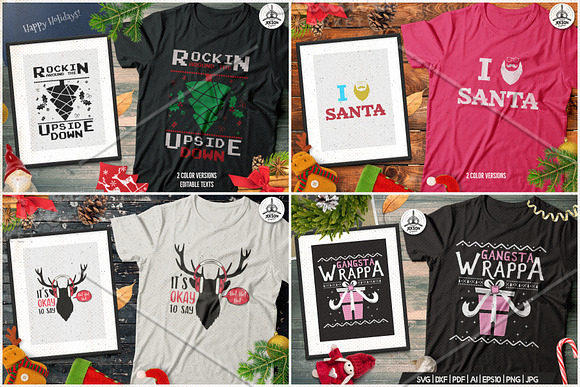 Christmas T-Shirts, Cards Bundle in Objects - product preview 2
