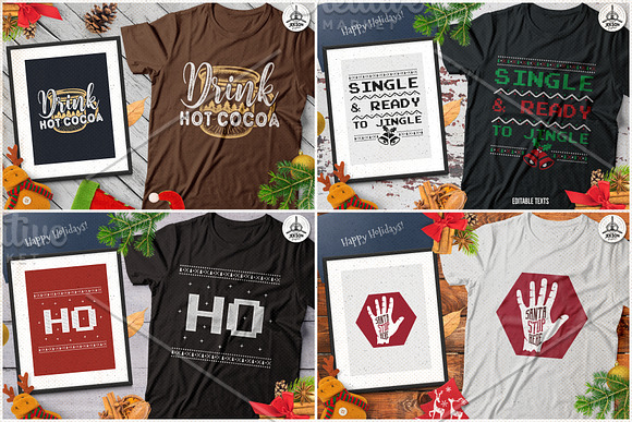 Christmas T-Shirts, Cards Bundle in Objects - product preview 3