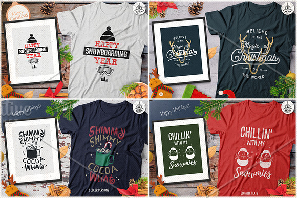 Christmas T-Shirts, Cards Bundle in Objects - product preview 4