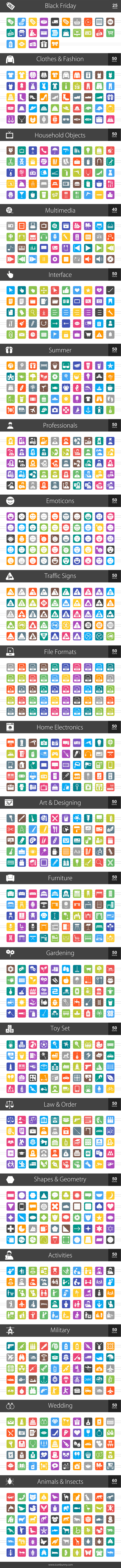1025 Flat Round Corner Icons (V2) in Icons - product preview 1