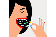 Woman swallow pills