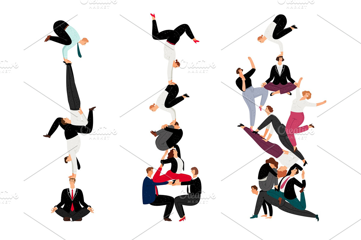 Business human pyramid. Team work in Illustrations - product preview 8