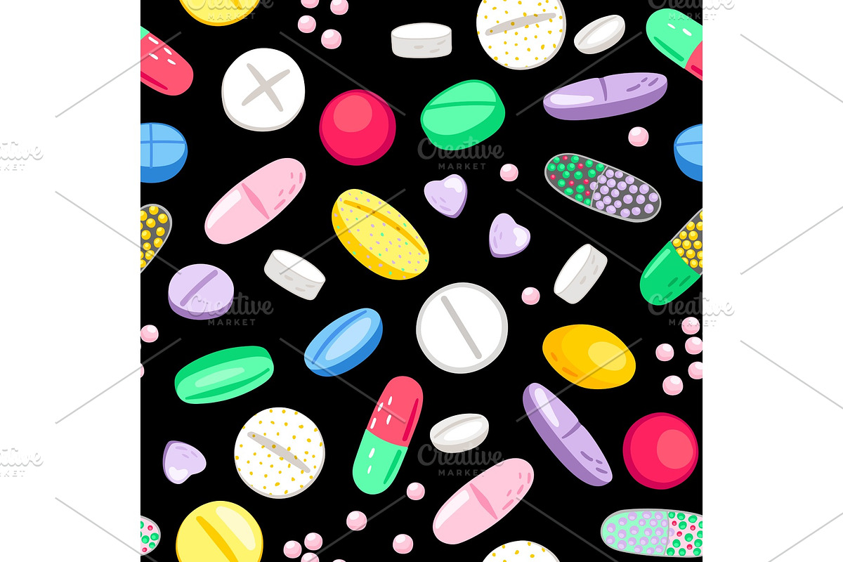 Cartoon pills and tablets pattern in Objects - product preview 8