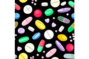 Cartoon pills and tablets pattern