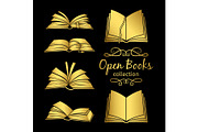 Golden open books icons