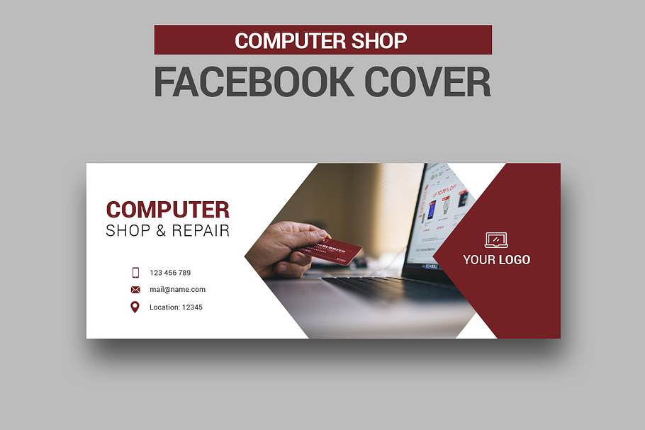 Computer Shop - Facebook Cover in Facebook Templates - product preview 8