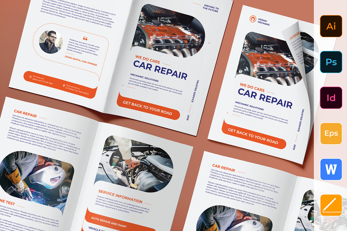 Car Repair Brochure Bifold in Brochure Templates - product preview 8
