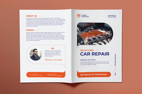 Car Repair Brochure Bifold in Brochure Templates - product preview 1