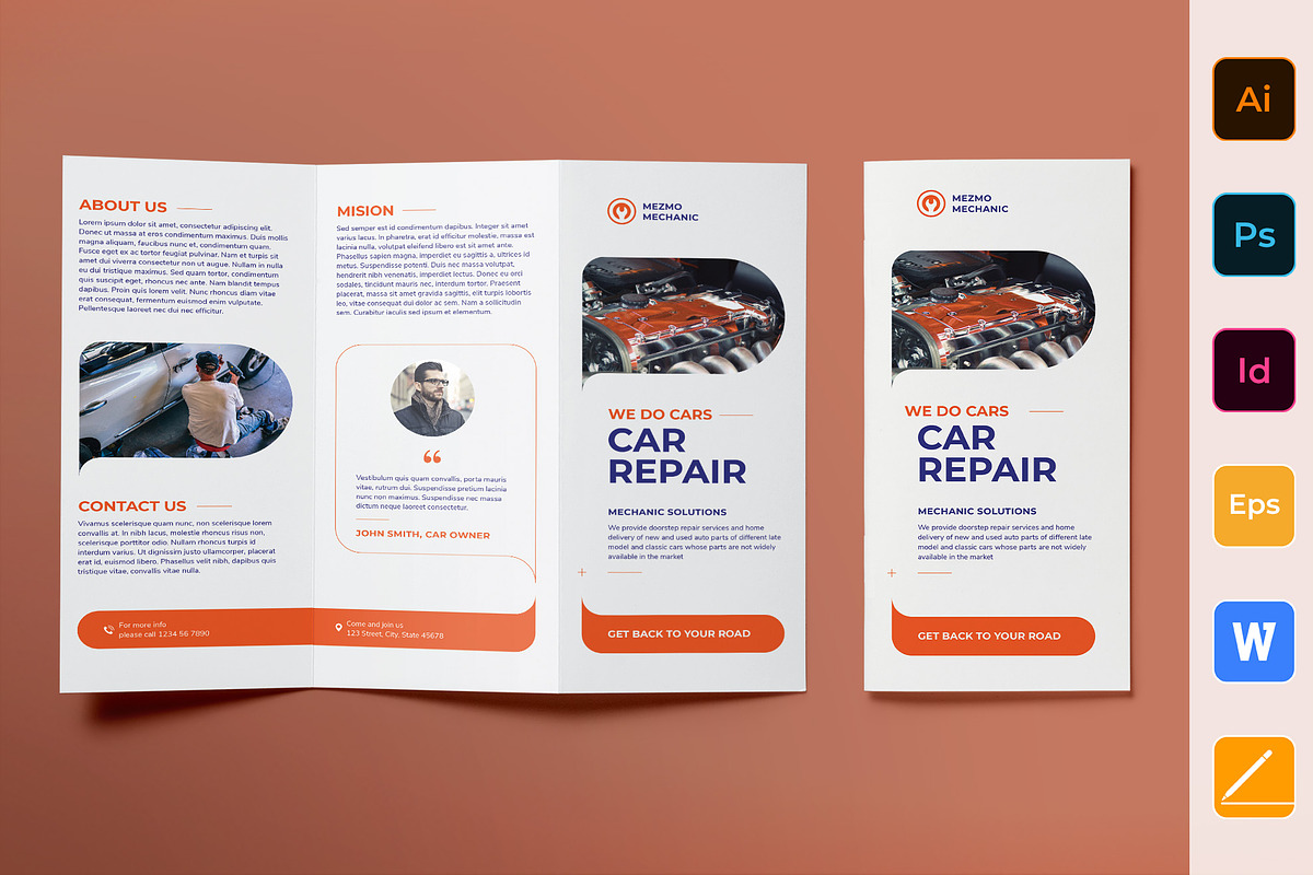 Car Repair Brochure Trifold in Brochure Templates - product preview 8