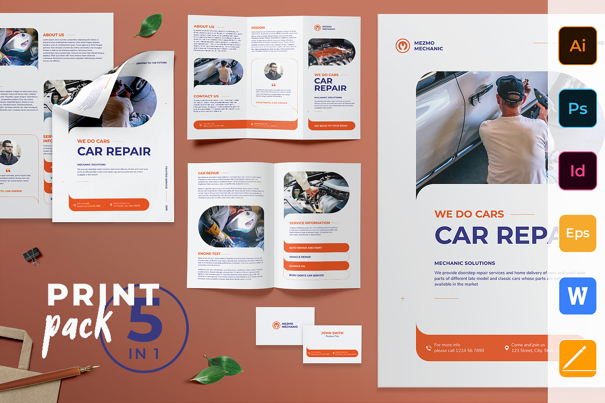 Car Repair Print Pack in Invitation Templates - product preview 8
