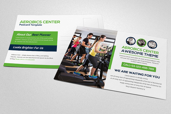 Aerobics Center  Postcard Template in Postcard Templates - product preview 2