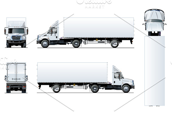 Vector semi truck template isolated