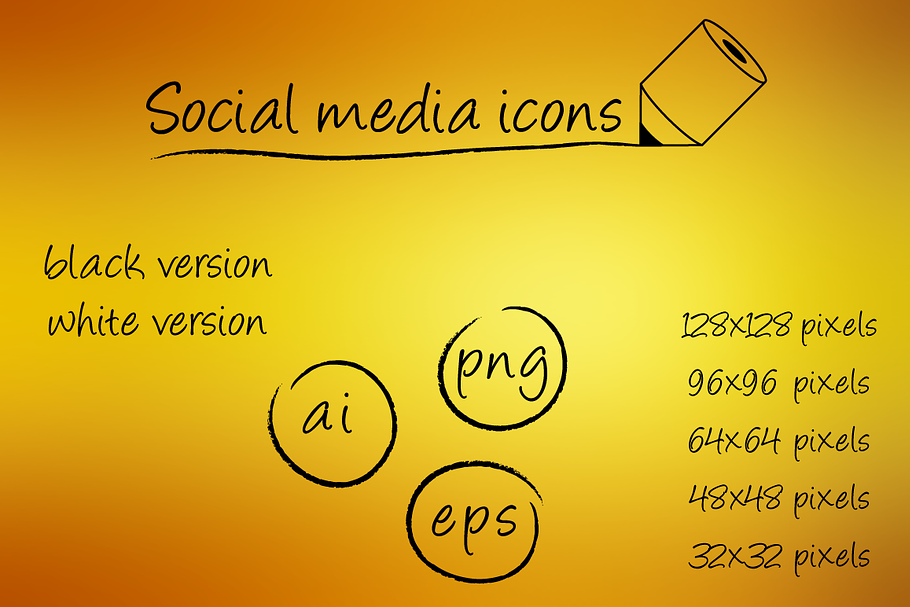 Social media icons - pencil in Graphics - product preview 8