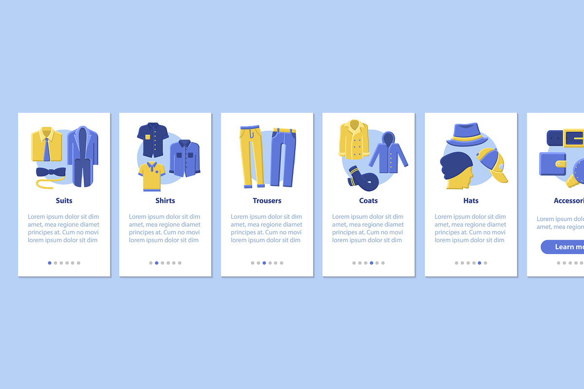 Mens fashion mobile app page screens in App Templates - product preview 8