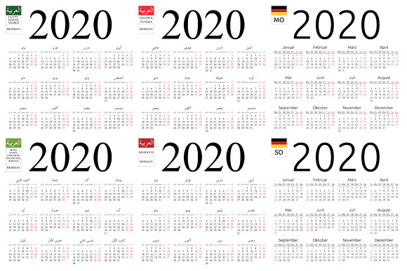 2020: multilingual calendars bundle in Stationery Templates - product preview 3