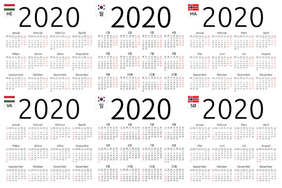2020: multilingual calendars bundle in Stationery Templates - product preview 5