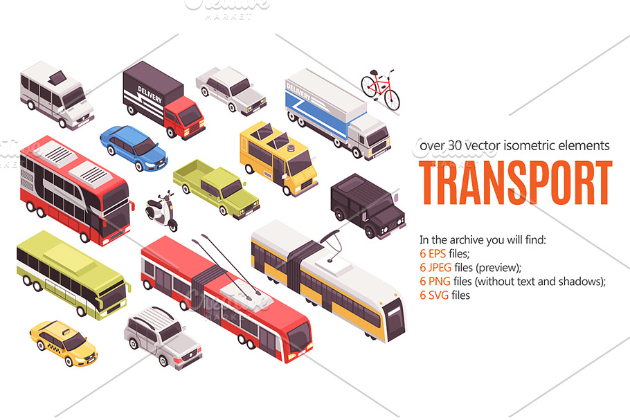 Transport Isometric Set in Illustrations - product preview 8