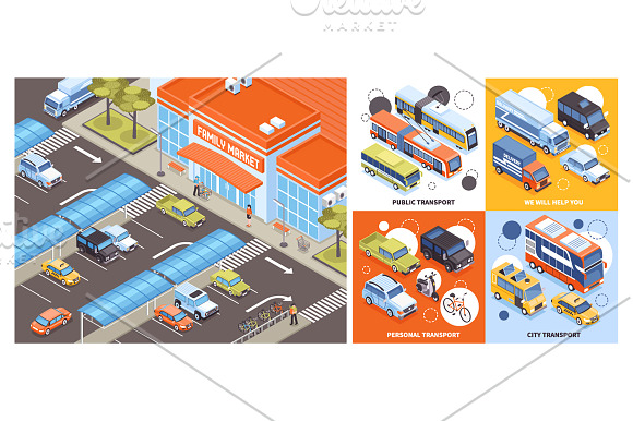 Transport Isometric Set in Illustrations - product preview 3