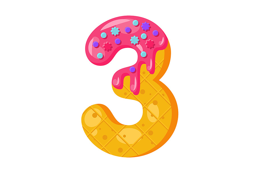 Donut cartoon three number in Add-Ons - product preview 8