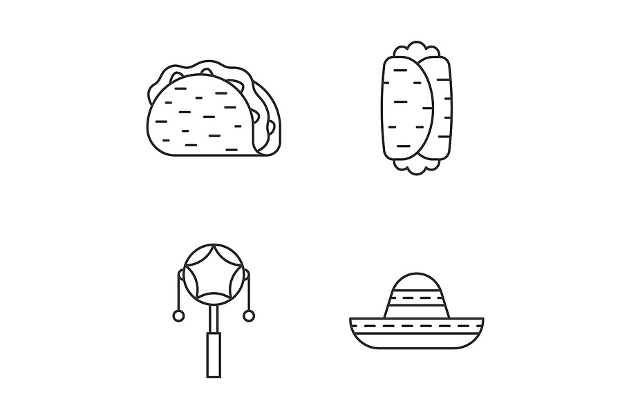 Mexican linear icons set