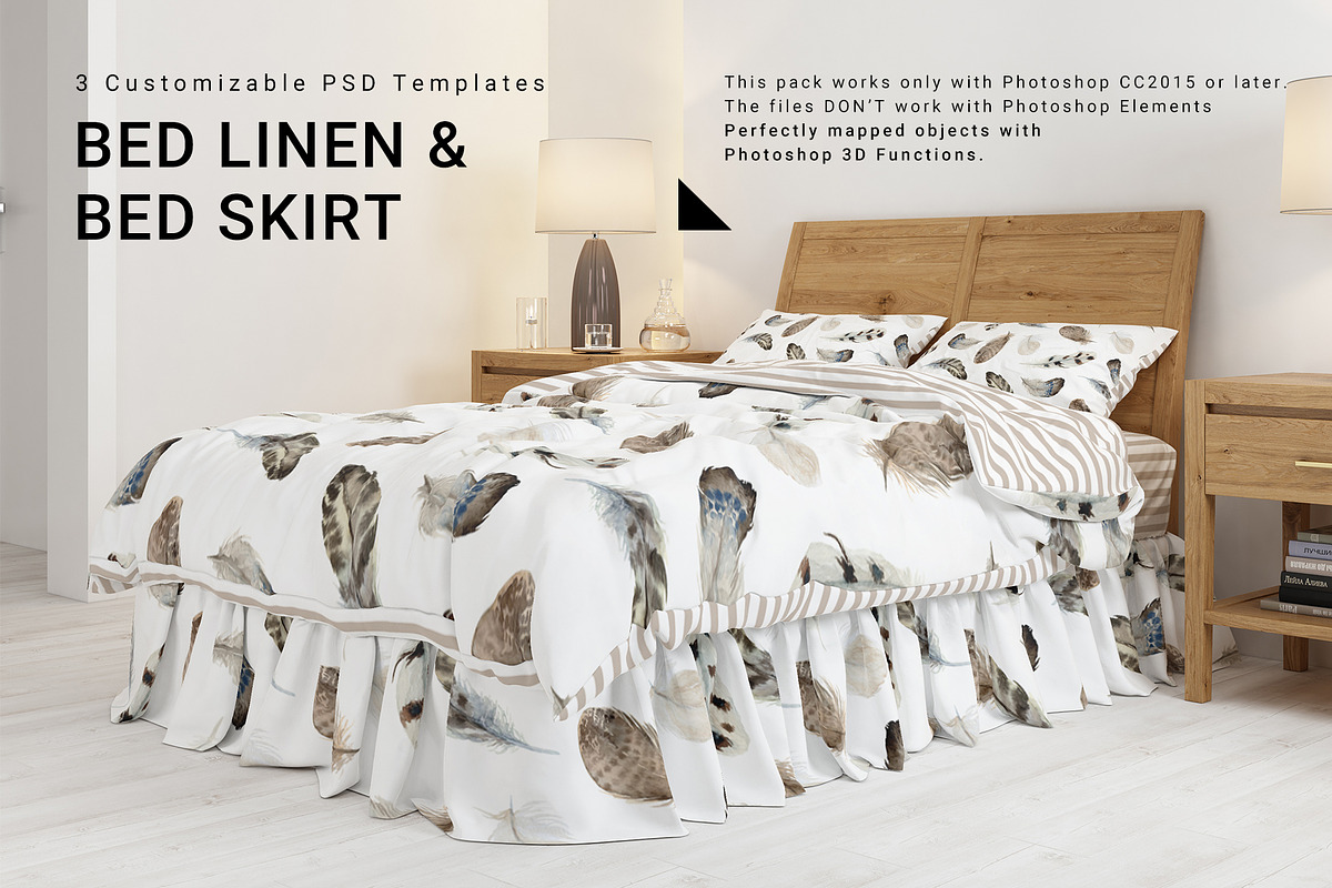 Bed Linen with Gathered Bed Skirt in Product Mockups - product preview 8
