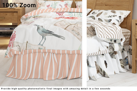 Bed Linen with Gathered Bed Skirt in Product Mockups - product preview 2