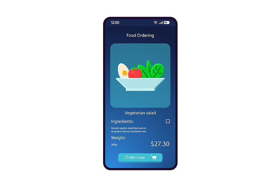 Food ordering app interface