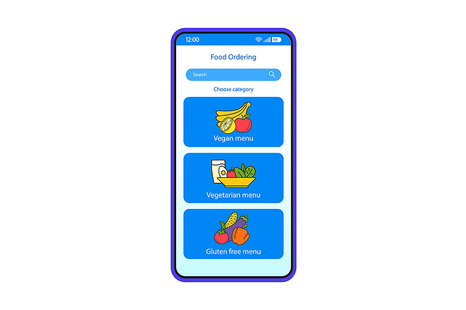 Food ordering online app interface