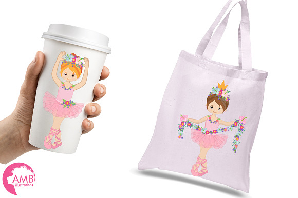 Floral Ballerina Clipart AMB-2606 in Illustrations - product preview 1