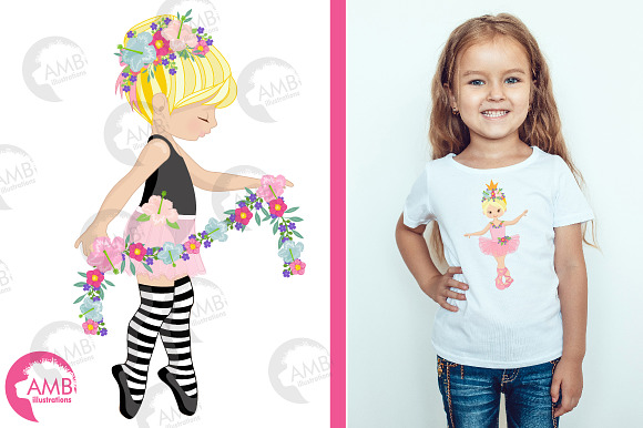 Floral Ballerina Clipart AMB-2606 in Illustrations - product preview 2