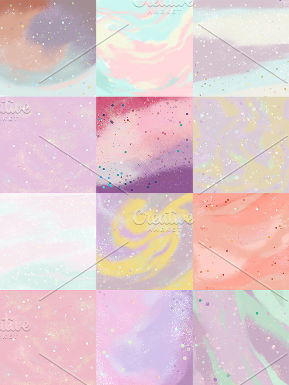 Pastel Confetti Unicorn Backgrounds in Textures - product preview 1