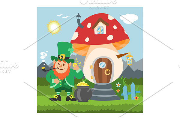 Fantasy gnome mushroom house vector