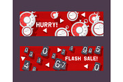 Timer concept set of banners vector