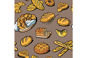 Bread seamless pattern. Vector
