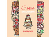 Cake shop poster vector illustration