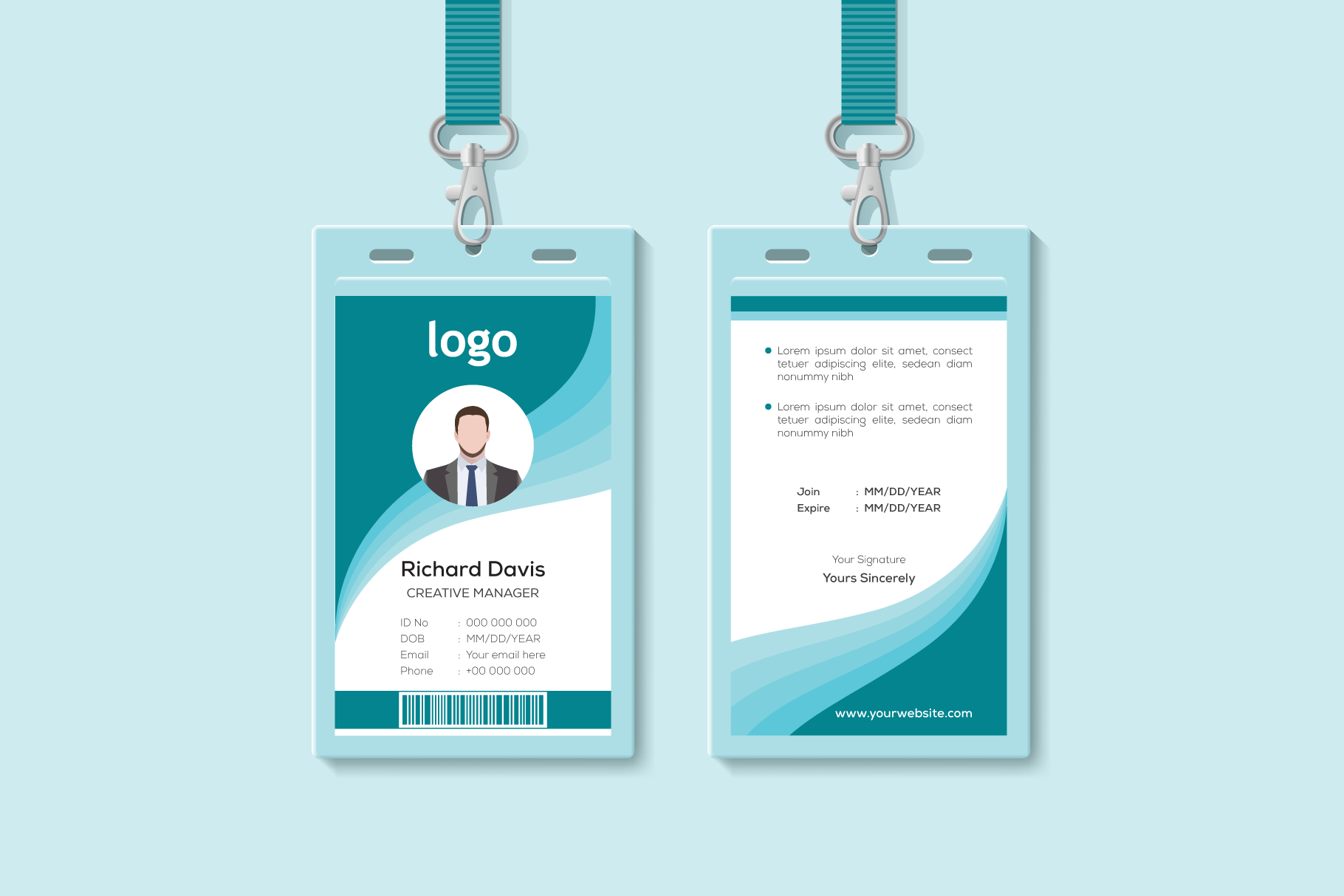 Multipurpose Identity Card Template  Creative Daddy With Portrait Id Card Template