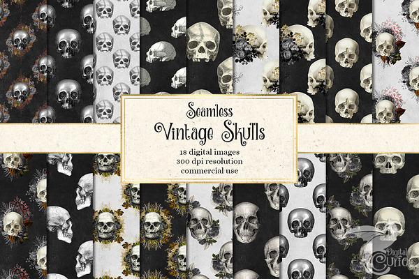 Vintage Skulls Digital Paper