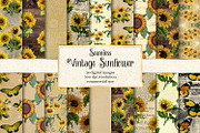 Vintage Sunflower Digital Paper