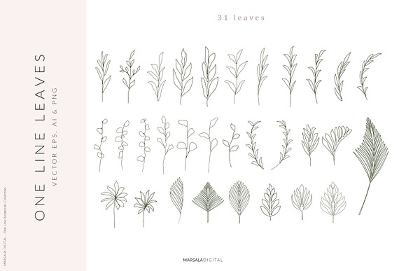 One Line Botanical Drawings in Illustrations - product preview 3