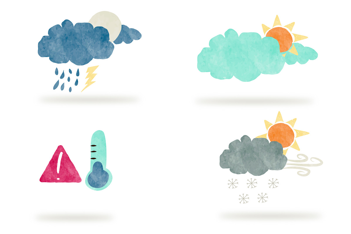 Weather Creator, Watercolor in Weather Icons - product preview 8