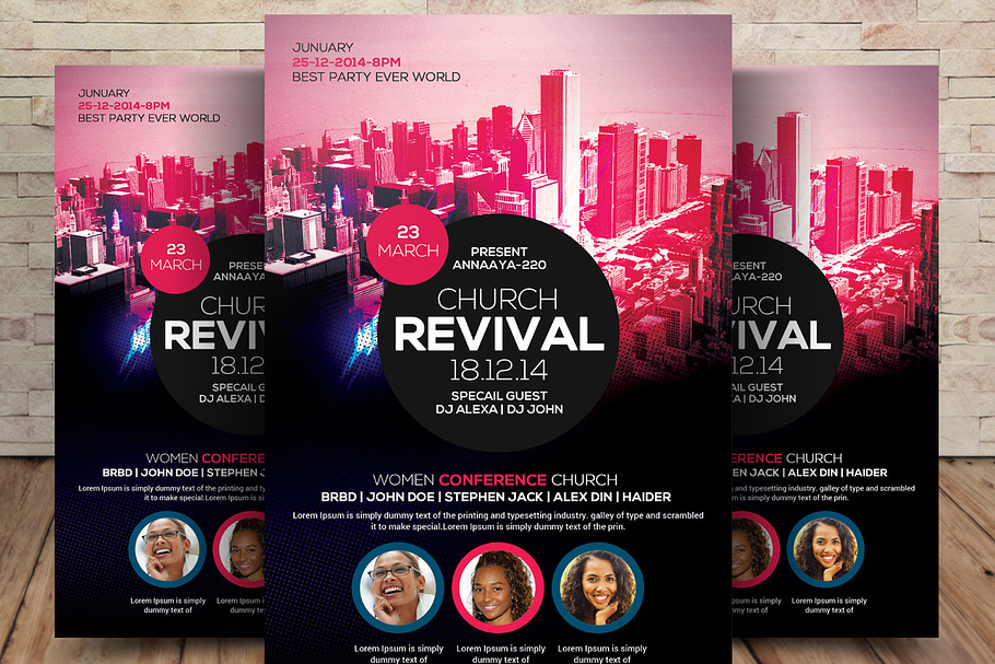 Revival in the City Church Flyer in Flyer Templates - product preview 8