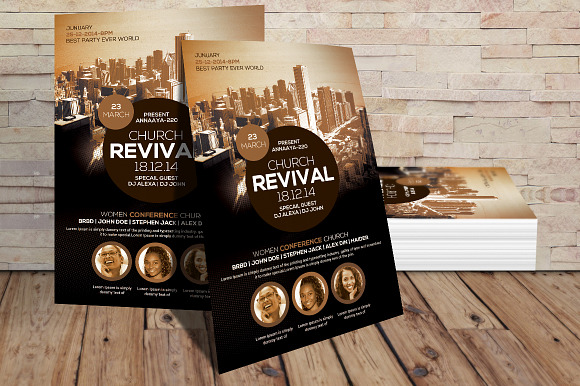 Revival in the City Church Flyer in Flyer Templates - product preview 1