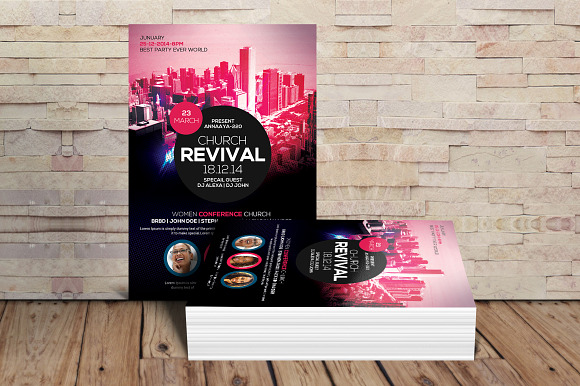 Revival in the City Church Flyer in Flyer Templates - product preview 2