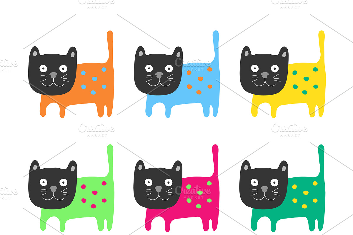 Color cats set in Patterns - product preview 8